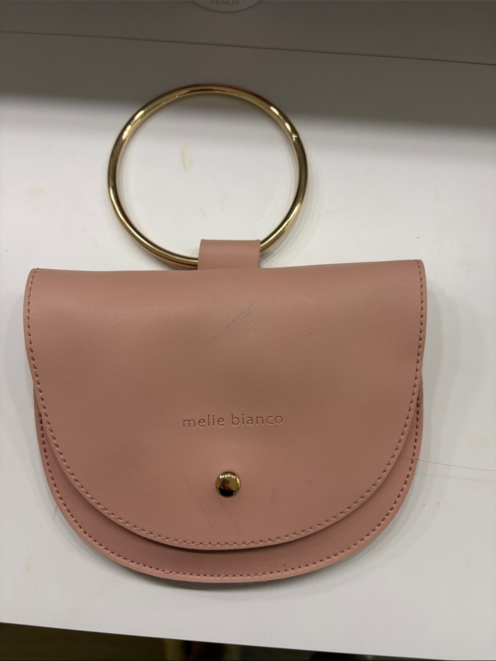 Melie Biianco Blush Pink Wristlet with Gold Ring